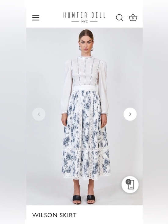 HUNTER BELL Dresses & Skirts - HUNTER BELL White Midi Skirt with Navy Floral Print